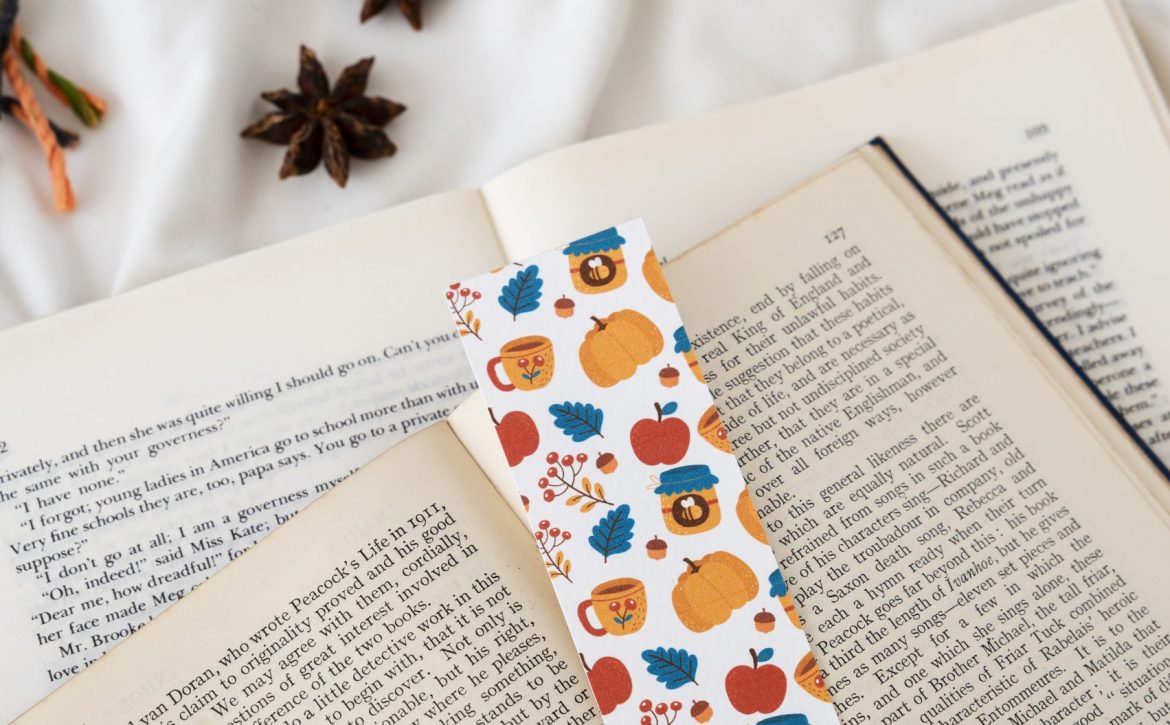 top-view-bookmark-book-assortment